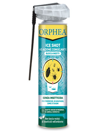 Orphea® Iceshot: aerosol ad azione congelante per formiche, scarafaggi, cimici e ragni.